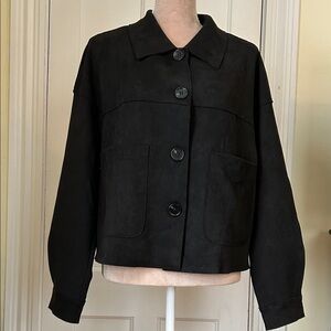 New Pretty Garden Classic Black Faux Suede Women's Jacket